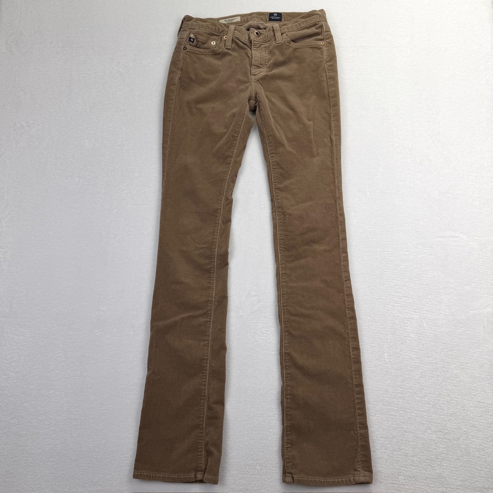 AG Adriano Goldschmied The Ballad Slim Boot Tan Corduroy Pants 26R Low Rise USA